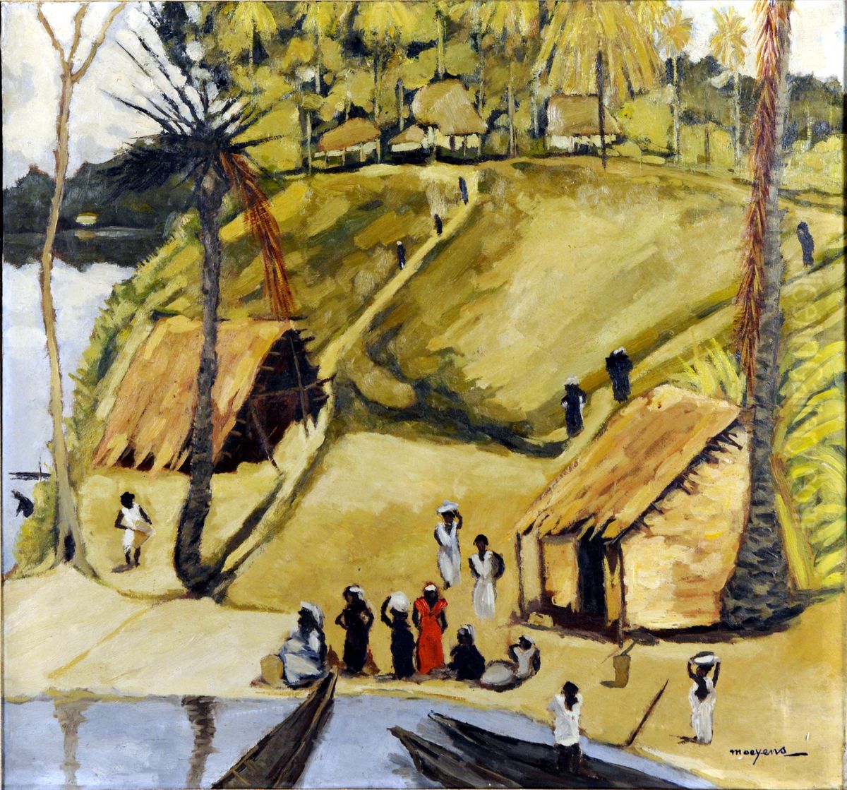 Village Africain Oil Painting by Joseph Moeyens