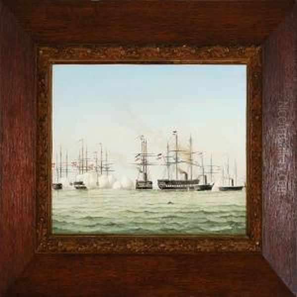 Slaget Ved Helgoland Oil Painting by C. Moller