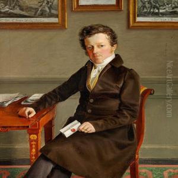 A Pair Of Portraits Of Peter Saabye Oil Painting by Johan Frederik Moller