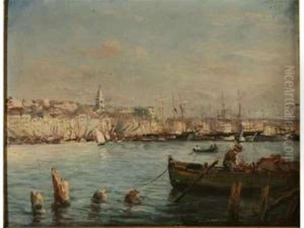 Vue D Un Port Mediterraneen Oil Painting by Robert Charles Gustave Laurens Mols