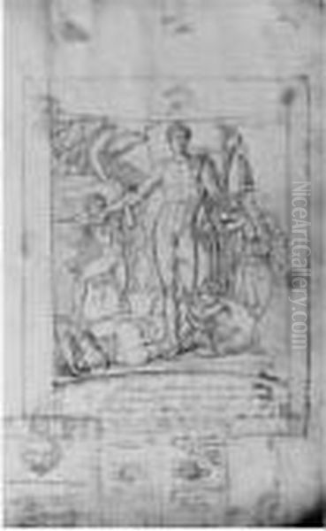 Un Album Contenant Quatre Vingt Neuf Feuillets Et Six Feuilles Volantes D'apres L'antique Oil Painting by Elie Honore Montagny