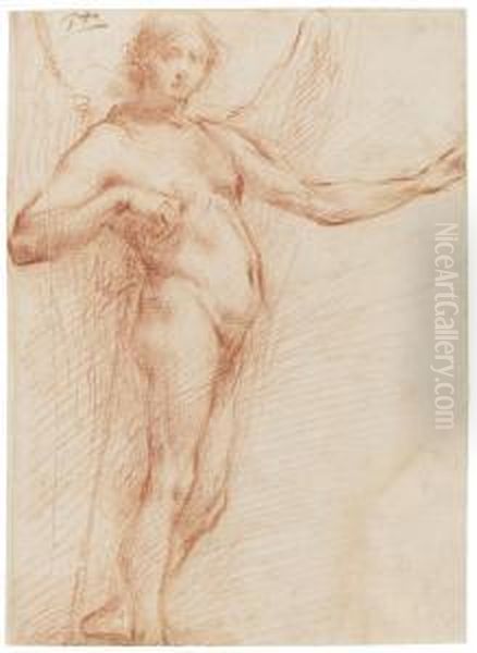 Study Of An Angel Holding A Staff Oil Painting by Francesco Montelaticci, Cecco Bravo