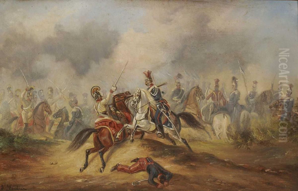 Reitergefecht Oil Painting by Heinrich M. Dietrich Monten