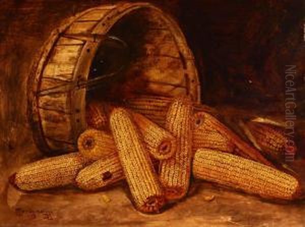 Corn In A Basket Oil Painting by Alfred Montgomery