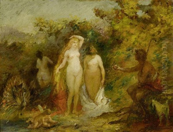 The Judgement Of Paris Oil Painting by Adolphe Joseph Thomas Monticelli