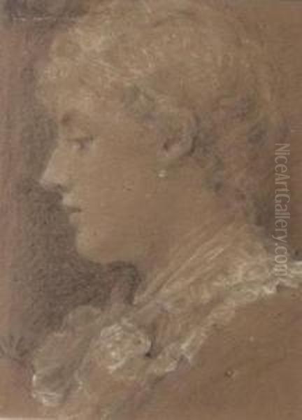 Head Of A Woman Oil Painting by Joseph Moore