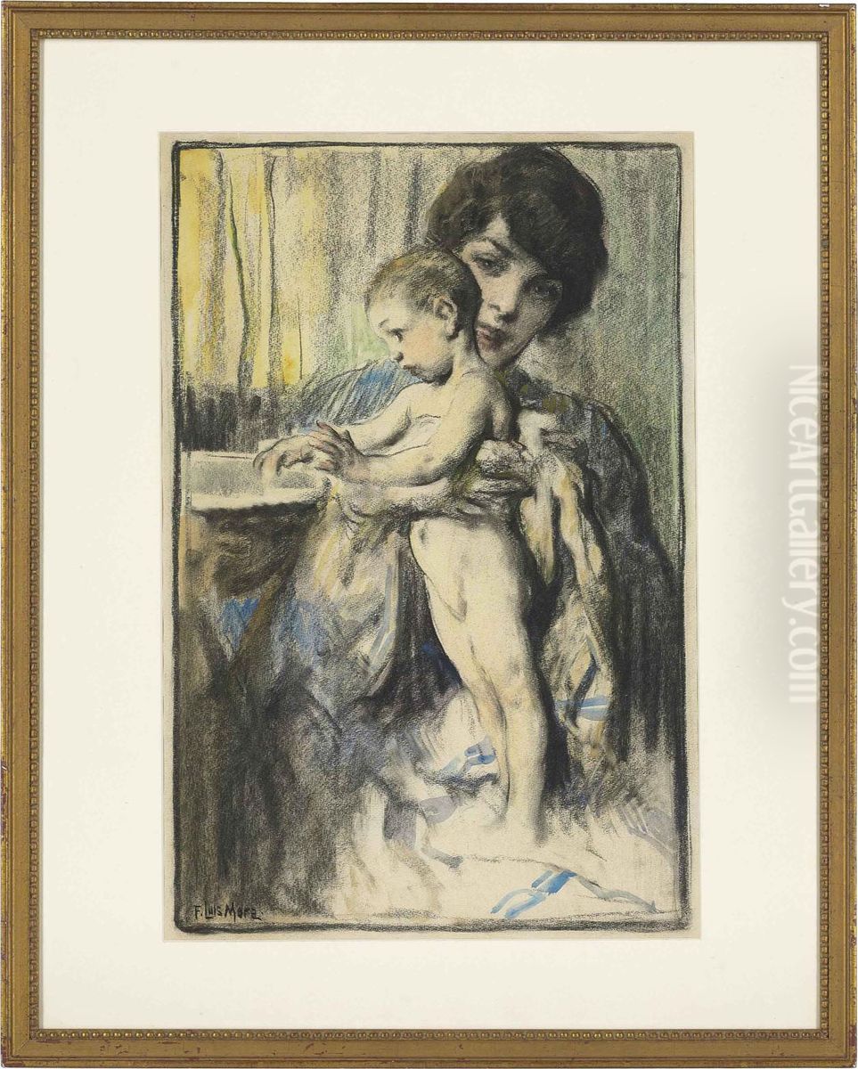 After The Bath Oil Painting by Francis Luis Mora