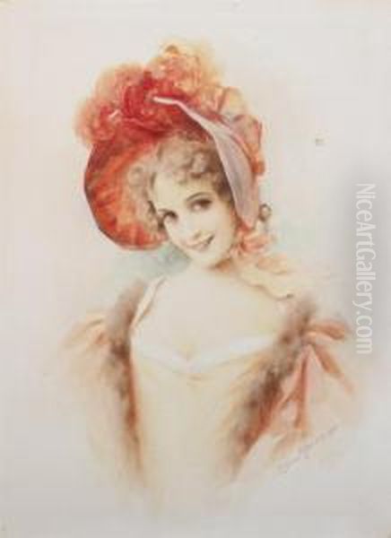 Woman In Bonnett Oil Painting by Leon John Moran