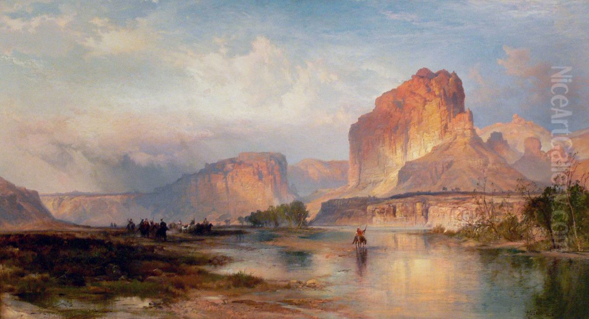 Cliffs Of Green River Oil Painting by Thomas Moran