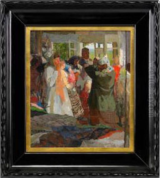 Trying On Headscarves Oil Painting by Alexander Victor Moravov