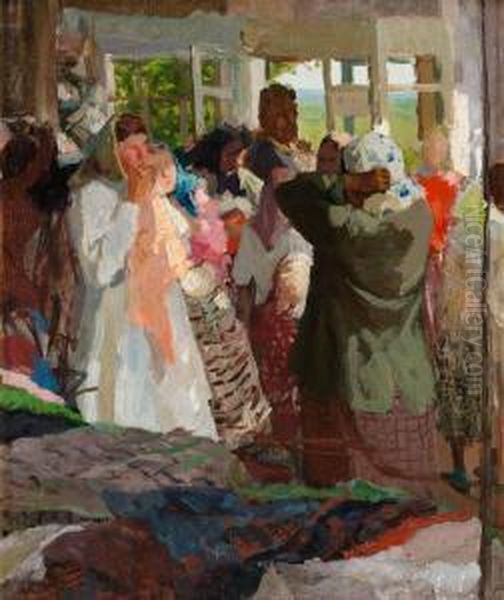 At The Market Place. Oil Painting by Alexander Victor Moravov