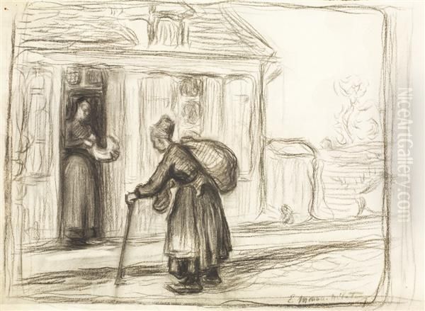 L'aumone Oil Painting by Etienne Moreau-Nelaton