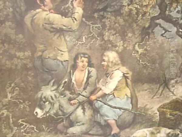 Gipsy Family Resting In Woods Oil Painting by George Moreland