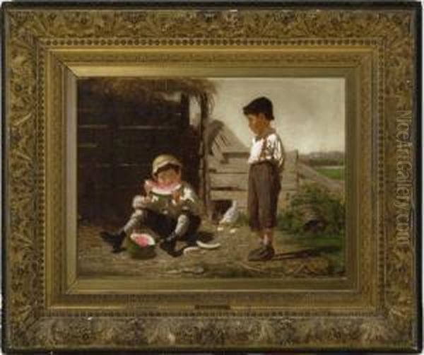 Eating Watermelon Oil Painting by William Morgan