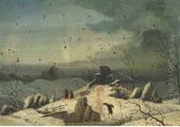 Paesaggio Montano Oil Painting by Antonio (Il Tenente) Morghen