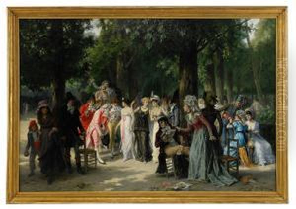 Une Mode Nouvelle Sous Le Directoire Oil Painting by Antony Paul Emile Morlon