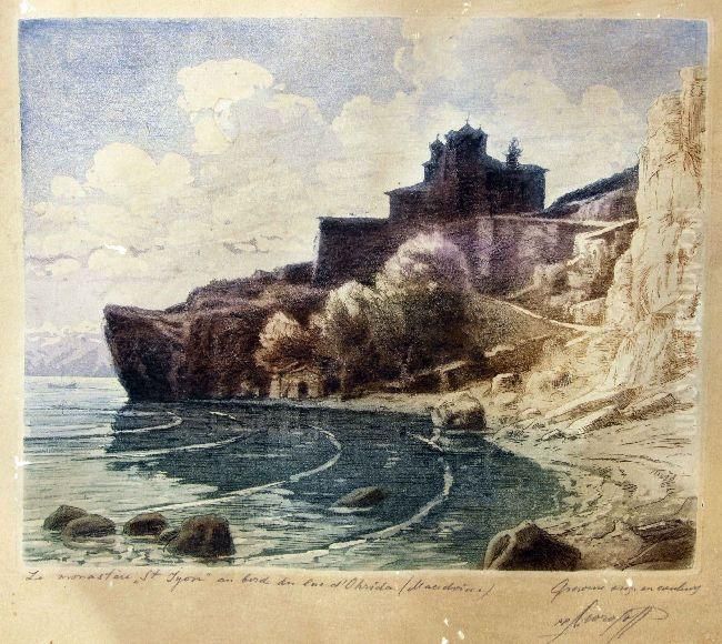 St. Joan Monastery At Lake Ohrid Oil Painting by Petar Morozov