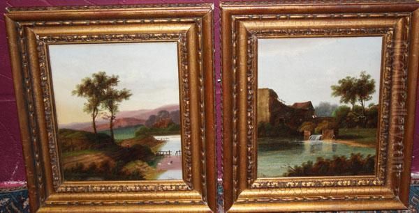 Studies Of An Overshot Mill And River Landscape Oil Painting by Charles Morris