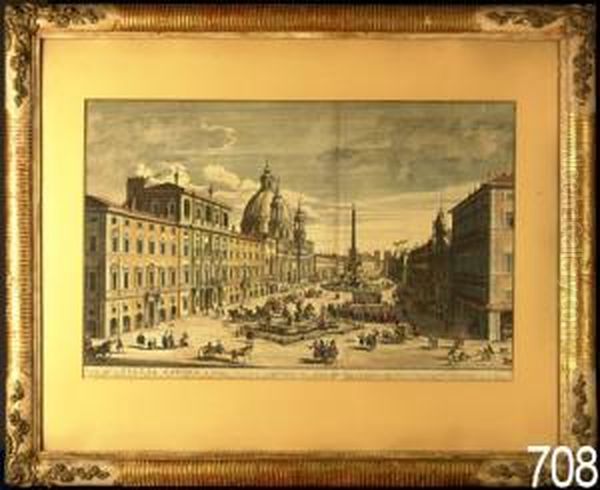 Piazza Navona A Rome Oil Painting by Pierre (Pieter) Mortier