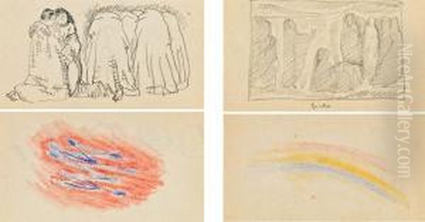 4 Studien Aus Einem Skizzenbuch Oil Painting by Kolo Moser