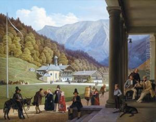 Wildbad Kreuth Sulle Alpi Bavaresi Oil Painting by Ludwig August Most