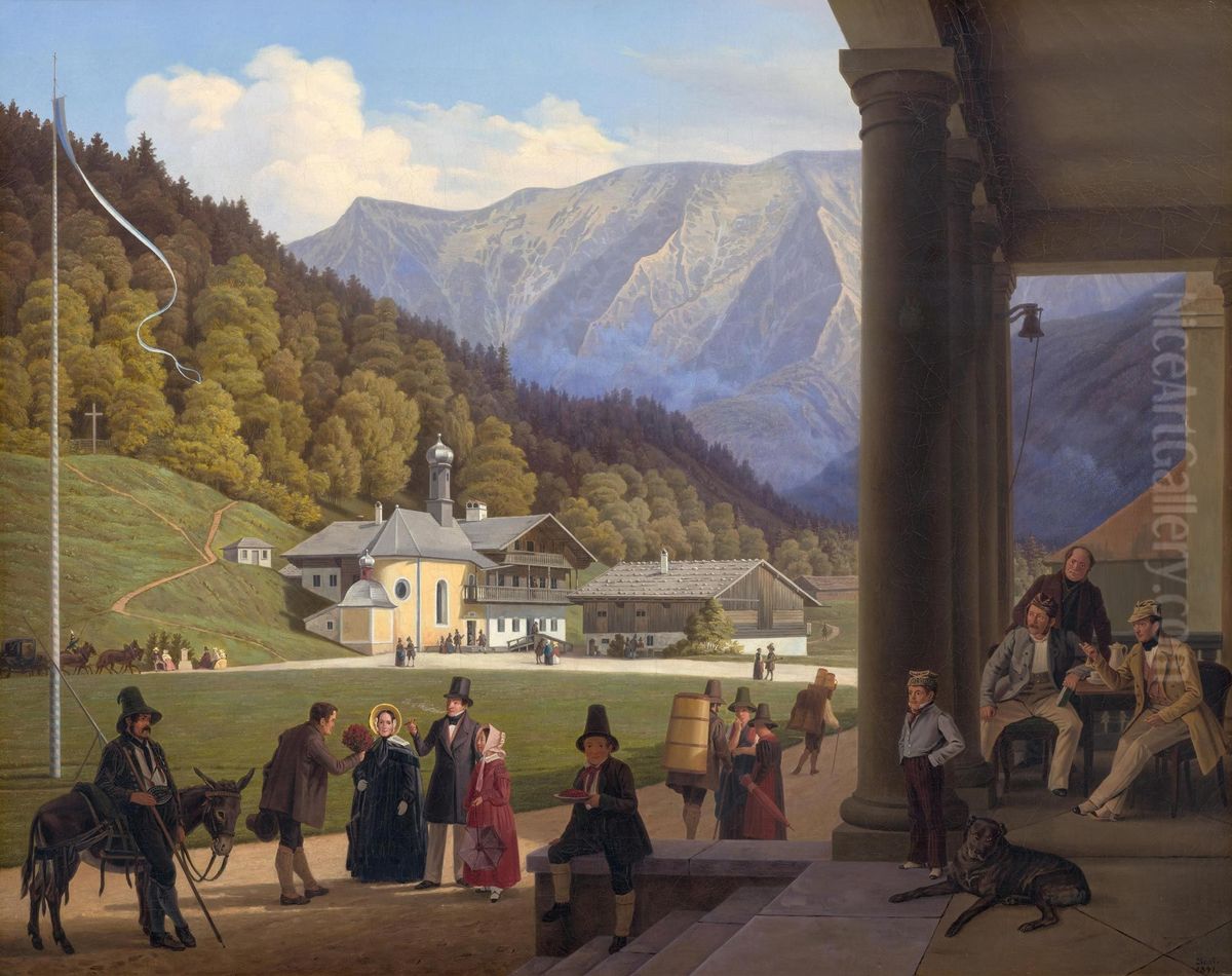 A View Of Wildbad Kreuth In The Bavarian Alps Oil Painting by Ludwig August Most