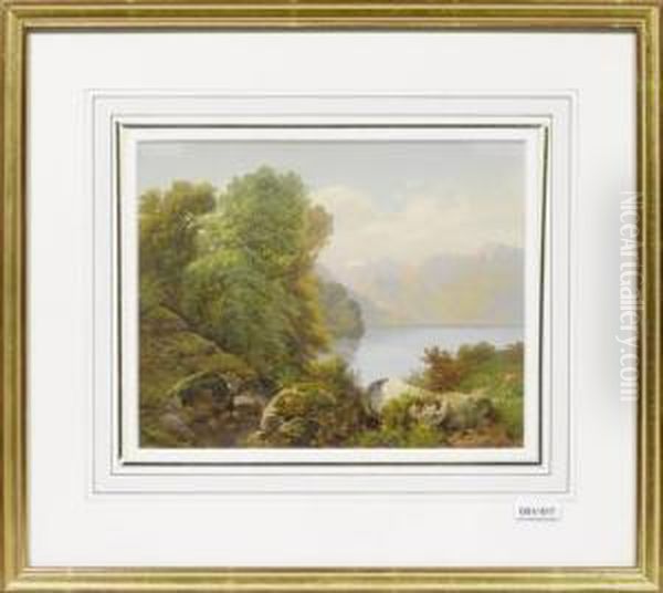 Paysage AvecLac Oil Painting by Luc Henri Mottu