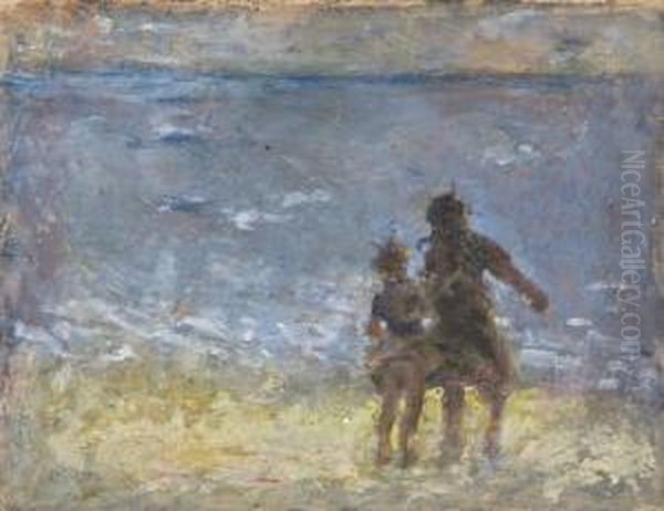 Deux Jeunes Filles En Bord De Mer Oil Painting by Marc M. Mouclier