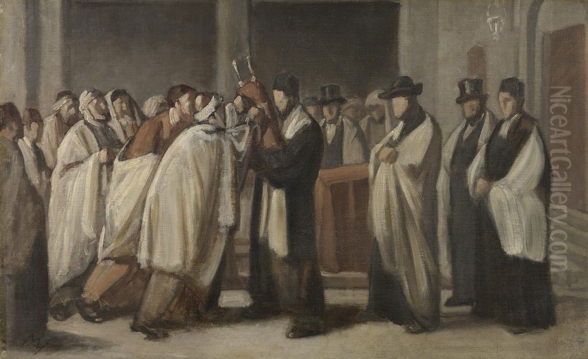 Sabbath Service Oil Painting by Edouard Moyse