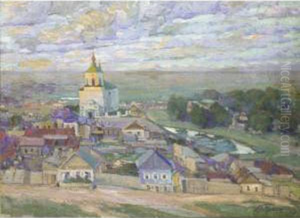 St. George's Cathedral, Orenburg Oil Painting by Vera Ignatierna Mukhina