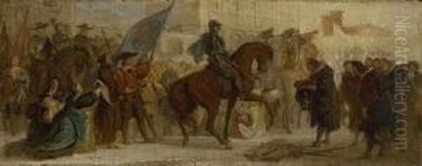 Der Einzug Des Herzogs Maximilian I. In Prag Oil Painting by Andreas Johann Jakob Muller