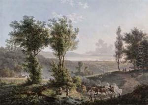 Il Lago Di Nemi Oil Painting by Carl Muller