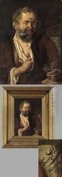 Zecher Mit Tabakspfeife Oil Painting by Franz Adolf C. Muller