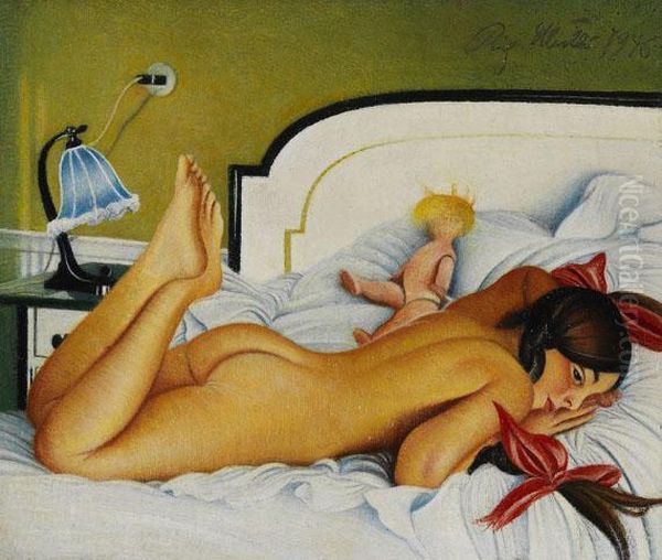 Kind Mit Puppe Oil Painting by Richard Muller