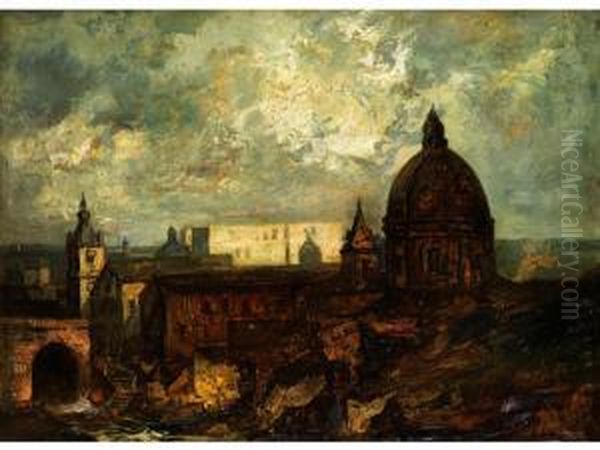 Spanische Stadt Oil Painting by Anton Muller-Wischin