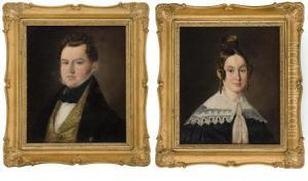 Portrait Of The Merchant Chr Stub Myhre And His Wife Oil Painting by Jakob Munch