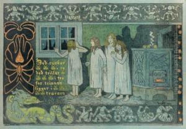 Morkraed Oil Painting by Gerhard Munthe