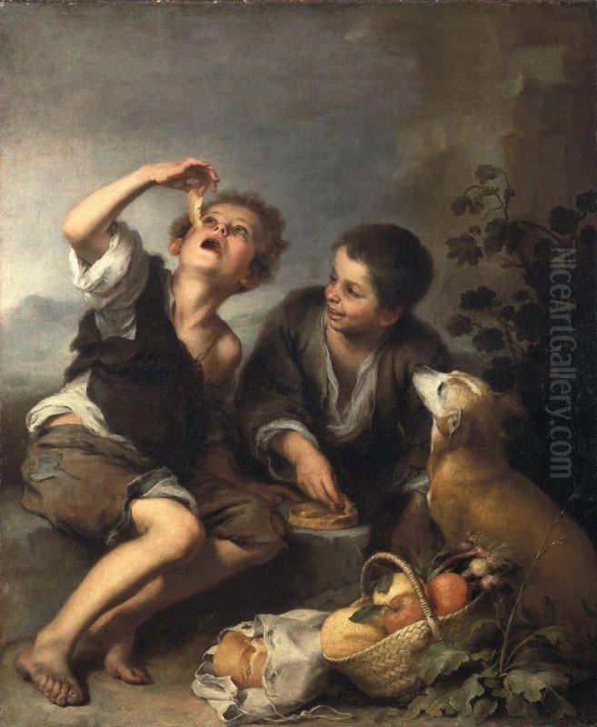 The Pie Eaters Oil Painting by Bartolome Esteban Murillo
