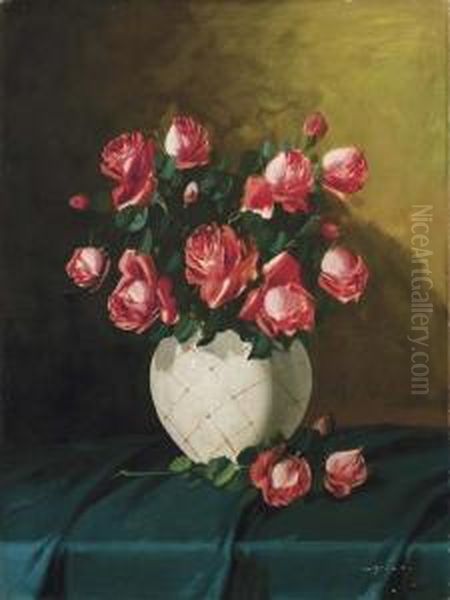 Vaso Di Fiori Oil Painting by Vilmos Murin