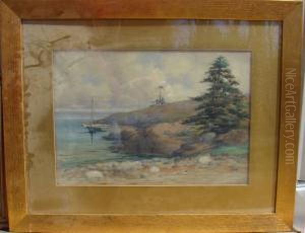 Sailboat In A Cove Oil Painting by Frank Myrick