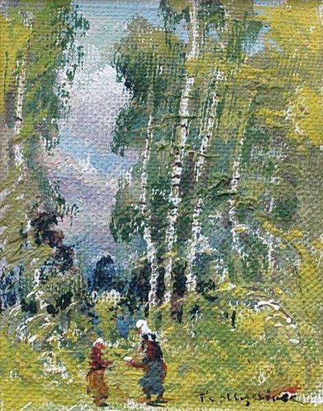 Birch Grove. Oil Painting by Frantisek Myslivec