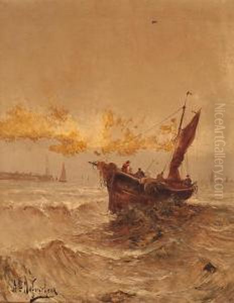 Marina Oil Painting by Honore Nafraicheur