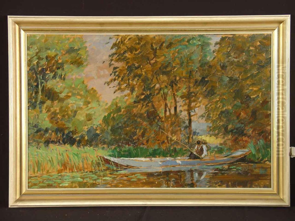 Angler Am Rheinaltwasser Oil Painting by Wilhelm Nagel