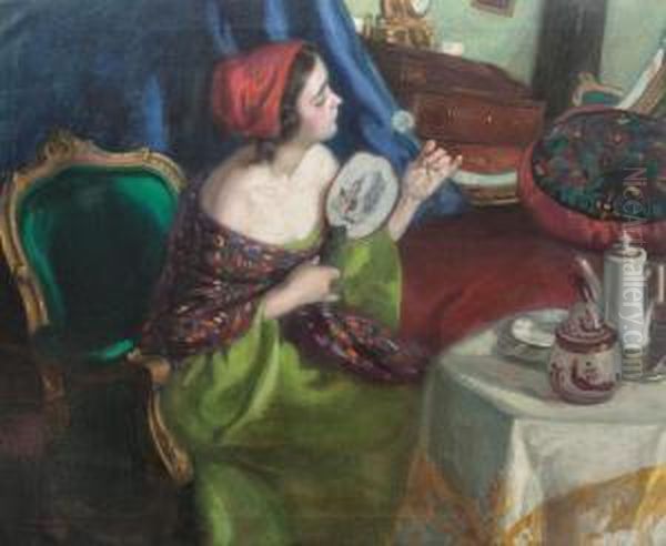 Cochetarie Oil Painting by Vilmos Nagy