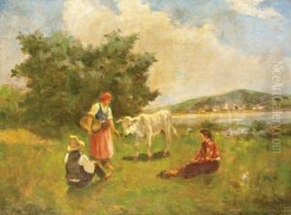 A Reten Oil Painting by Vilmos Nagy