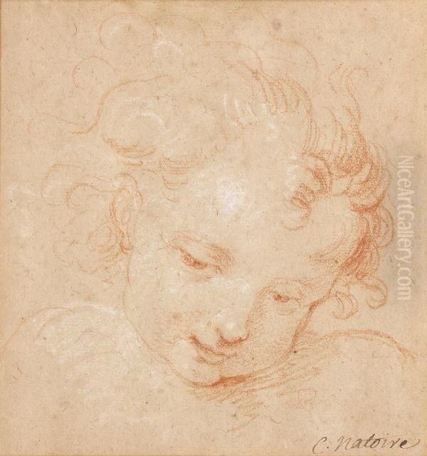 Tete D'angelot Oil Painting by Charles Joseph Natoire