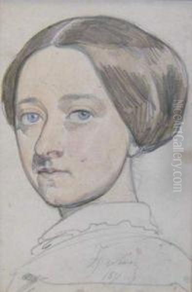 Tete De Jeunefemme. Oil Painting by Francois-Joseph Navez