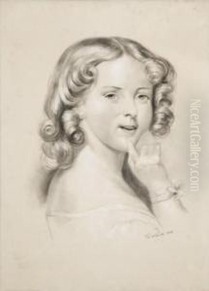 Portrait De Jeune Fille Oil Painting by Francois-Joseph Navez