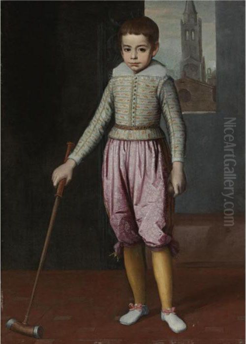 Portrait Of A Young Boy Holding A Mallet Oil Painting by Pietro Martire Neri