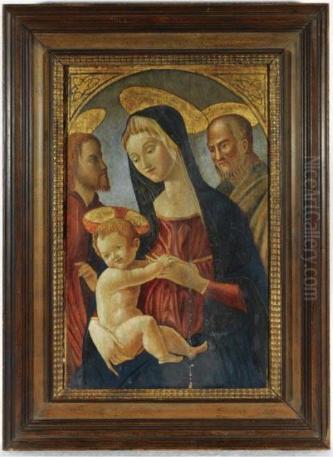 Madonna And Child With Two Saints Oil Painting by Neroccio di (Neroccio da Siena) Landi